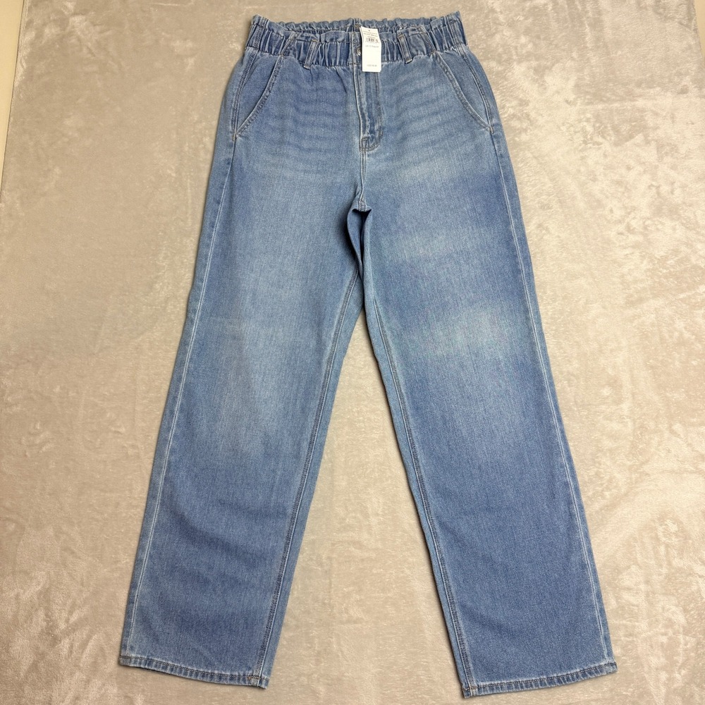 American Eagle Paperbag Jeans Women 12 Blue Relax High Waisted Straight Mom NEW